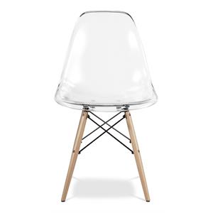 maklaine 17.5 inches plastic and beech wood dining chair in clear