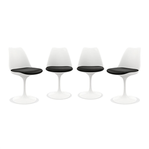 Maklaine 17.5 inches Plastic and Metal Dining Chairs in Black (Set of 4)