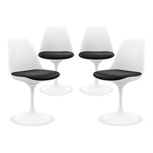 maklaine 17.5 inches plastic and metal dining chairs in black (set of 4)