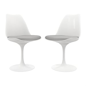 Maklaine 17.5 inches Plastic and Metal Dining Chairs in Gray (Set of 2)