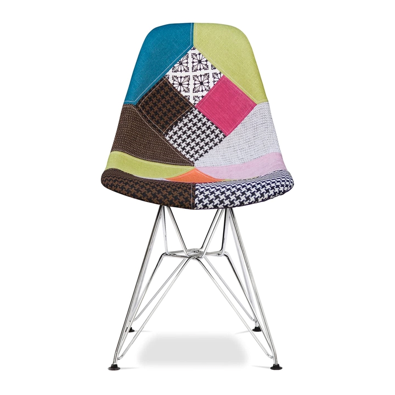 Maklaine 17 inches Mid-Century Cotton Dining Chairs in Multi-Color (Set of 4)