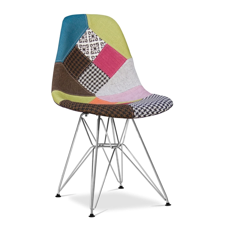 Maklaine 17 inches Mid-Century Cotton Dining Chairs in Multi-Color (Set of 4)