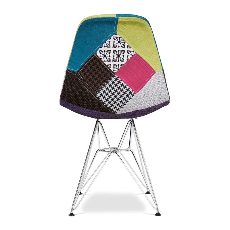 Maklaine 17 inches Mid-Century Cotton Dining Chairs in Multi-Color (Set of 4)