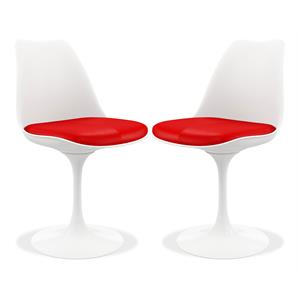 maklaine 17.5 inches plastic and metal dining chairs in red (set of 2)