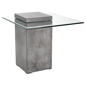 Maklaine 21.5&quot Square Modern Concrete and Tempered Glass End Table in Gray