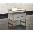 Maklaine Rectangular Modern Bonded Leather and Steel Nightstand in Gray