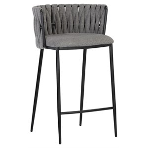 Maklaine 26&quot Fabric Counter Stool with Powder Coated Legs in Koala Gray