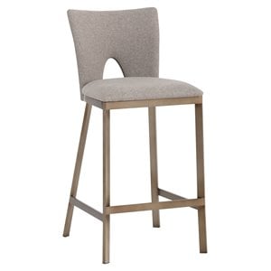 Maklaine 26&quot Modern Fabric and Stainless Steel Counter Stool in Brown