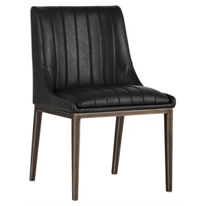 Maklaine 20&quot Faux Leather Dining Chair in Vintage Black (Set of 2)