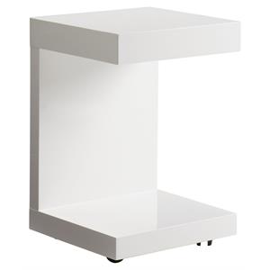 Maklaine 16&quot Modern Wood C-shaped End Table in High Gloss White