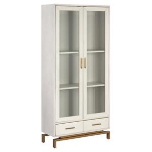 Maklaine 35&quot Modern Wood Display Cabinet with 2 Drawers in Gray