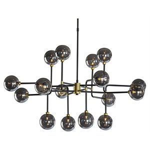 Maklaine 45&quot 16-light Modern Glass Large Chandelier in Smoke Gray