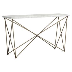 Maklaine 55&quot Modern Marble Console Table with Metal Frame in White