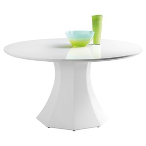 Maklaine 55&quot Round Contemporary Wood Large Dining Table in White