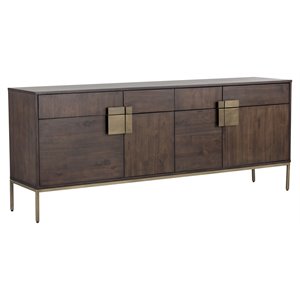 Maklaine 78.75&quot Transitional Wood Sideboard in Antique Brass/Brown