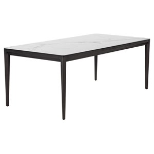Maklaine 78.75&quot Rectangular Modern Ceramic Dining Table in White
