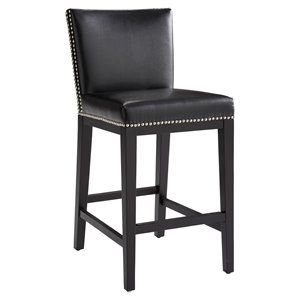 Maklaine 26&quot Modern Faux Leather Counter Stool in Coal Black