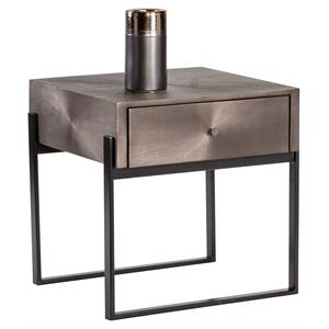 Maklaine 22&quot Square Modern Metal Nightstand in Brown/Black Finish
