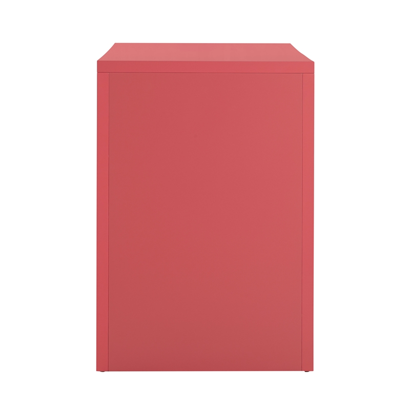 Maklaine Modern / Contemporary Coral Pink Finish & Rattan Desk