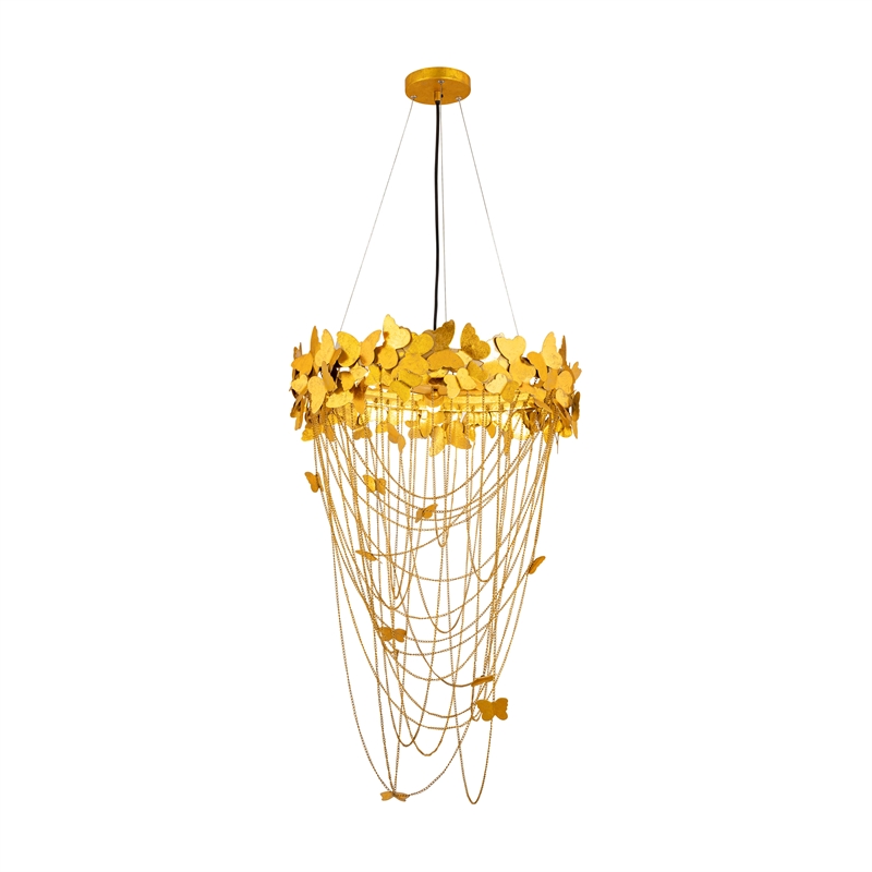 Maklaine Modern / Contemporary Butterfly Gold Finish Metal Chandelier