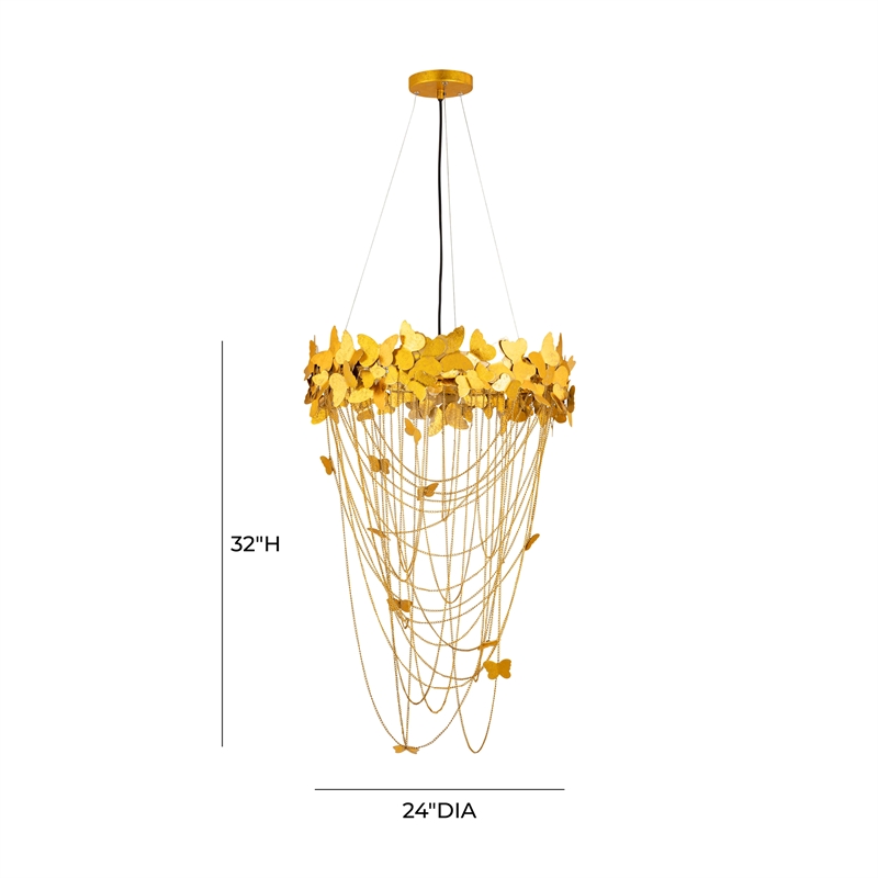 Maklaine Modern / Contemporary Butterfly Gold Finish Metal Chandelier