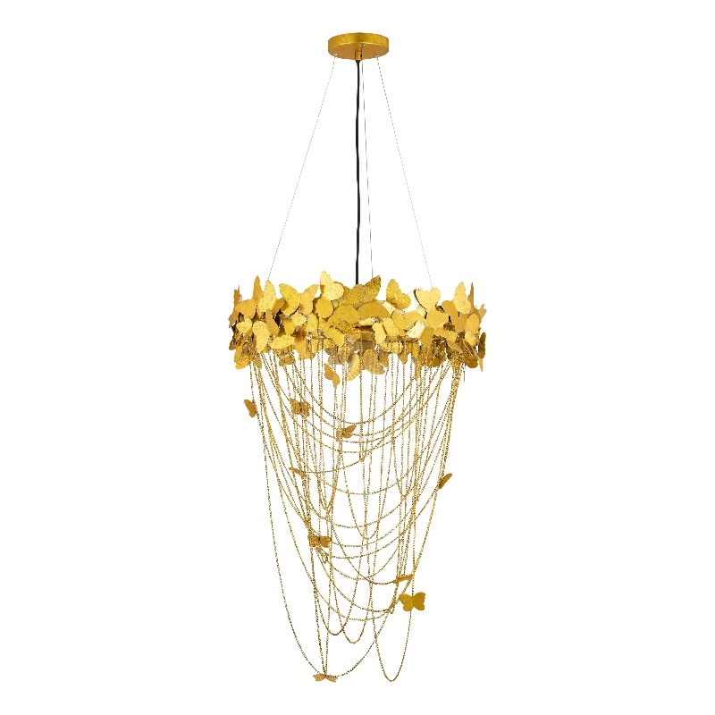 Maklaine Modern / Contemporary Butterfly Gold Finish Metal Chandelier