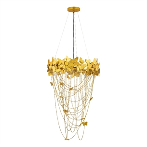 Maklaine Modern / Contemporary Butterfly Gold Finish Metal Chandelier