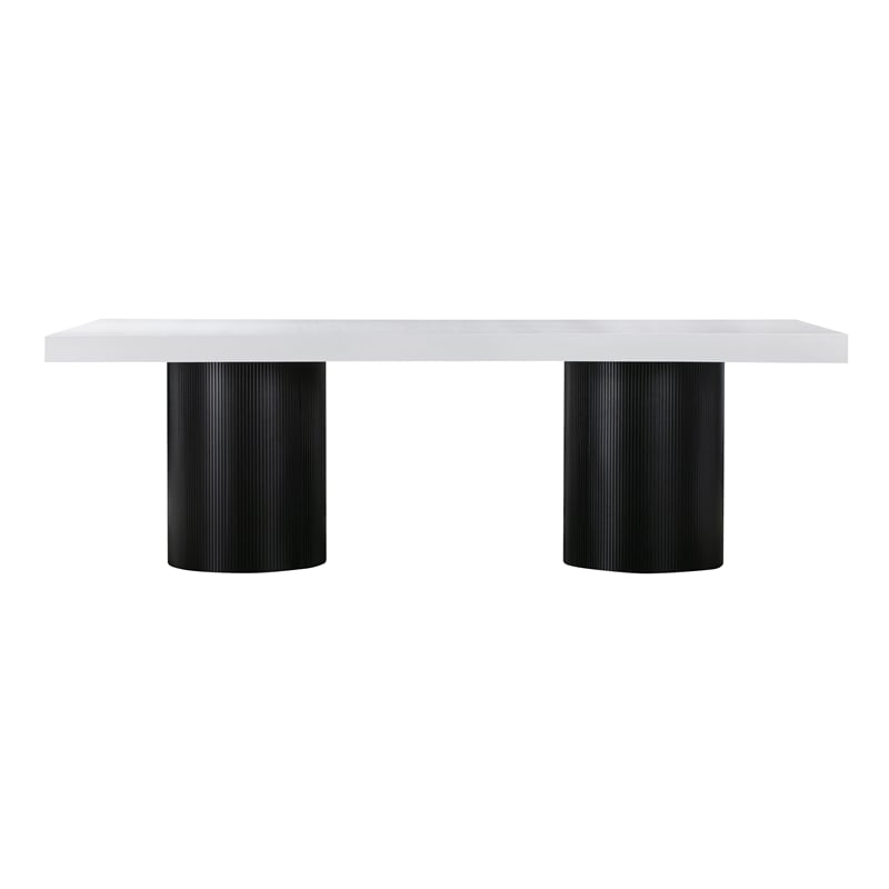 Maklaine Modern / Contemporary White and Black Finish Lacquer Dining Table