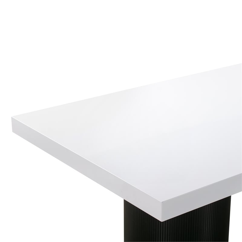 Maklaine Modern / Contemporary White and Black Finish Lacquer Dining Table