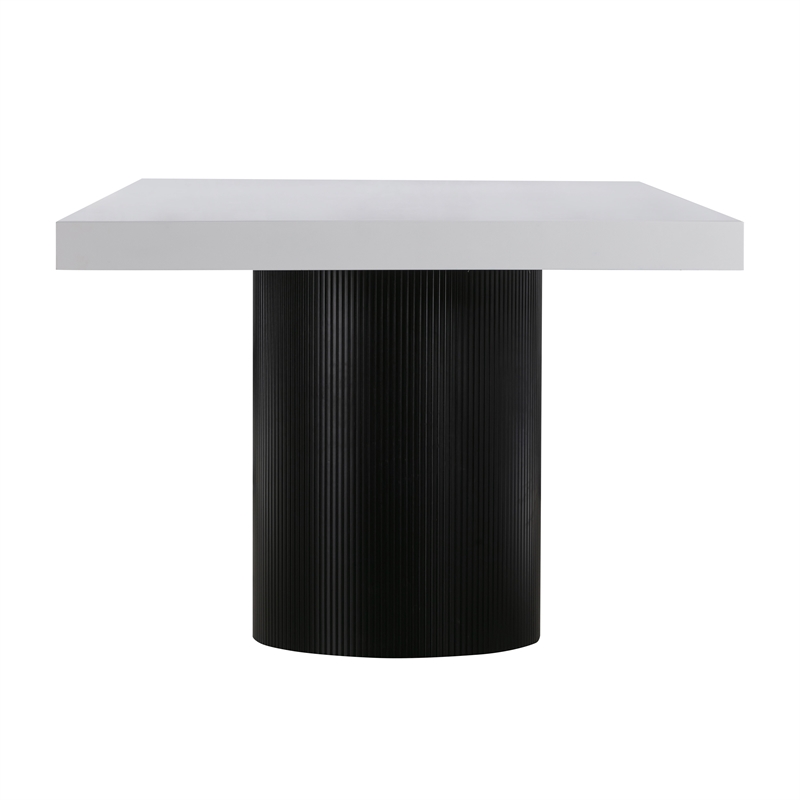 Maklaine Modern / Contemporary White and Black Finish Lacquer Dining Table