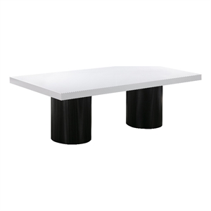 Maklaine Modern / Contemporary White and Black Finish Lacquer Dining Table