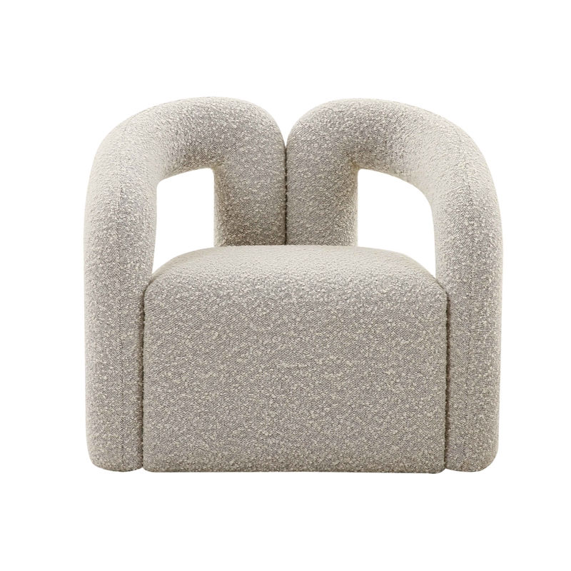 Maklaine Modern Gray Finish Boucle Accent Chair
