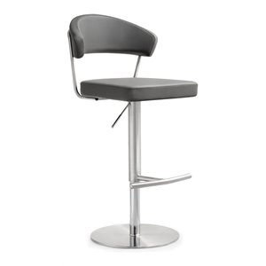 Maklaine 22&quot Contemporary Fabric and MDF Barstool in Gray Finish