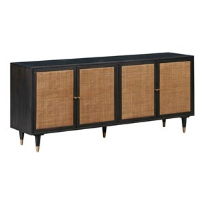 Maklaine 31&quotH Storage Modern Wood Sideboard in Noir Black Finish