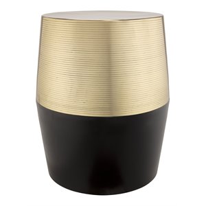 Maklaine 18&quot Transitional Iron Metal Stool in Black and Brass