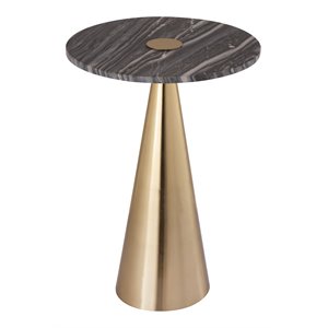 Maklaine 22&quotH Transitional Marble and Iron Side Table in Gold