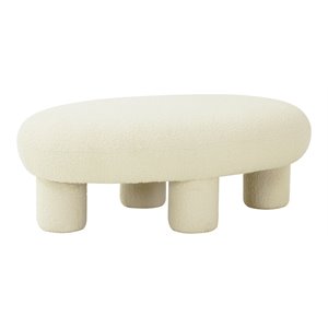 Maklaine 16.9&quotH Transitional Polyester Fabric Ottoman in Cream