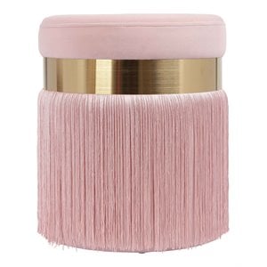 Maklaine 16.3&quotH Transitional Velvet and MDF Ottoman in Blush Pink