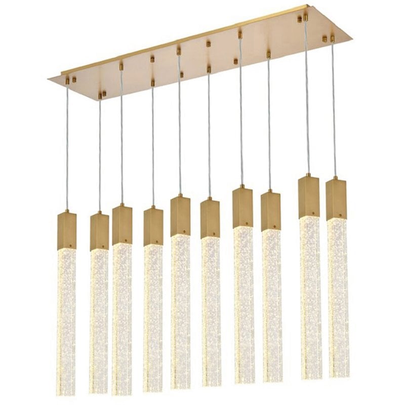 Maklaine 10-Lights Modern Metal and Crystal Pendant in Satin Gold