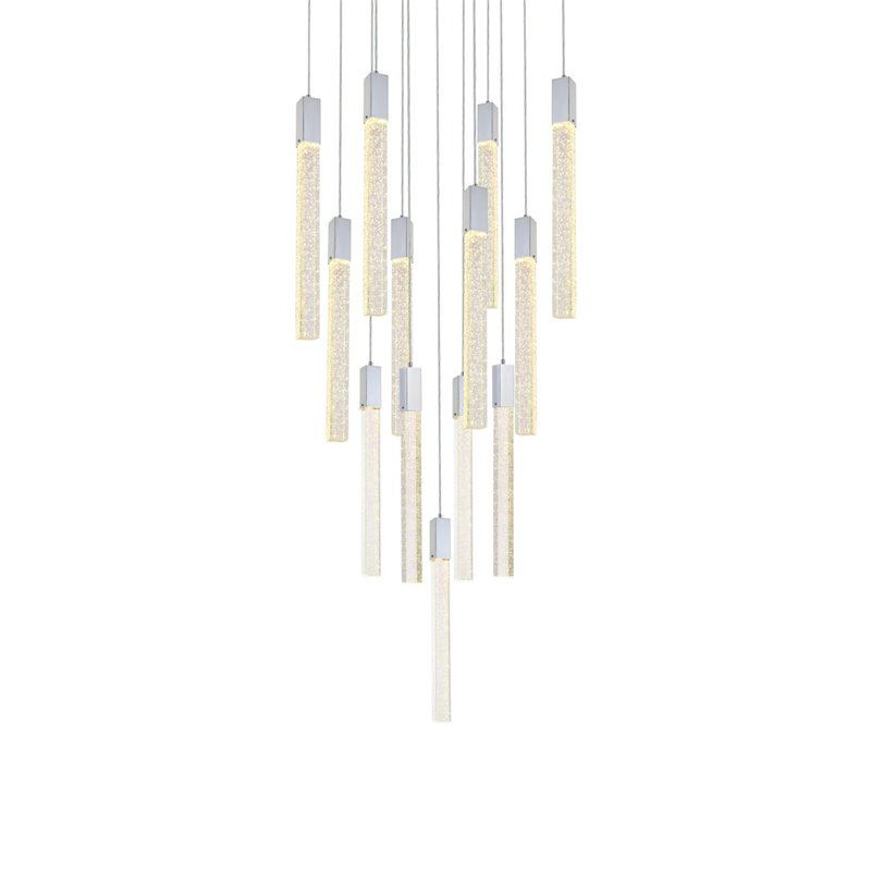 Maklaine 13-Light Modern Metal and Crystal Pendant in Chrome