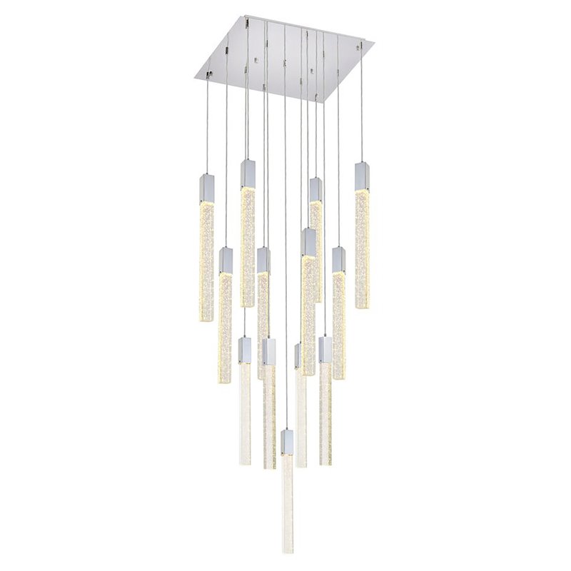 Maklaine 13-Light Modern Metal and Crystal Pendant in Chrome