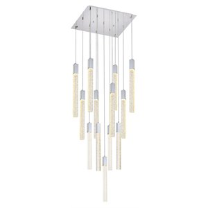 Maklaine 13-Light Modern Metal and Crystal Pendant in Chrome