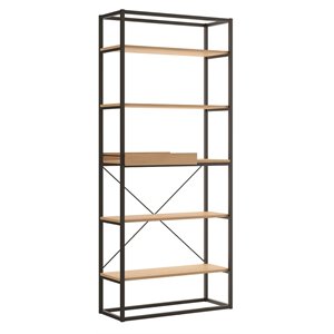maklaine modern / contemporary engineered wood bookcase in gold finish