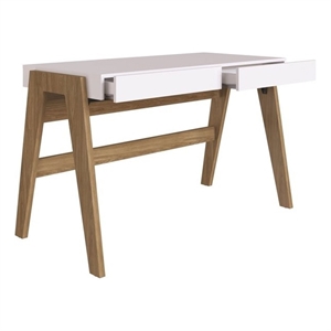 maklaine modern engineered wood office desk in light oak finish