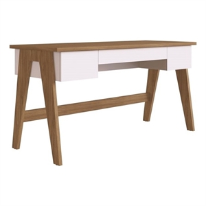 maklaine modern executive engineered wood office desk in light oak