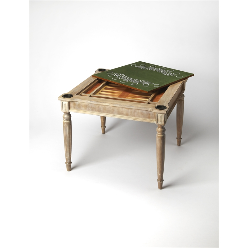 Maklaine Poplar Hardwood Gray Multi-Game Card Table Rectangular Lacquered