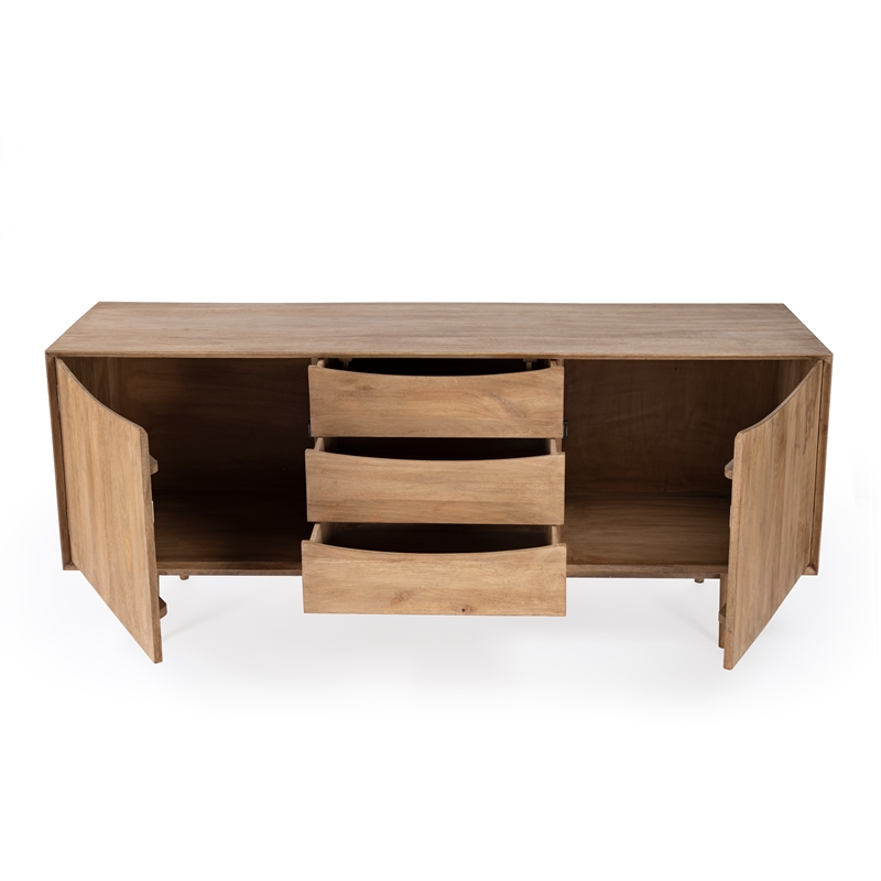 Maklaine Modern / Contemporary Natural Finish Wood Sideboard