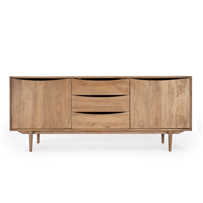 Maklaine Modern / Contemporary Natural Finish Wood Sideboard