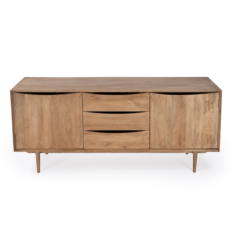 Maklaine Modern / Contemporary Natural Finish Wood Sideboard