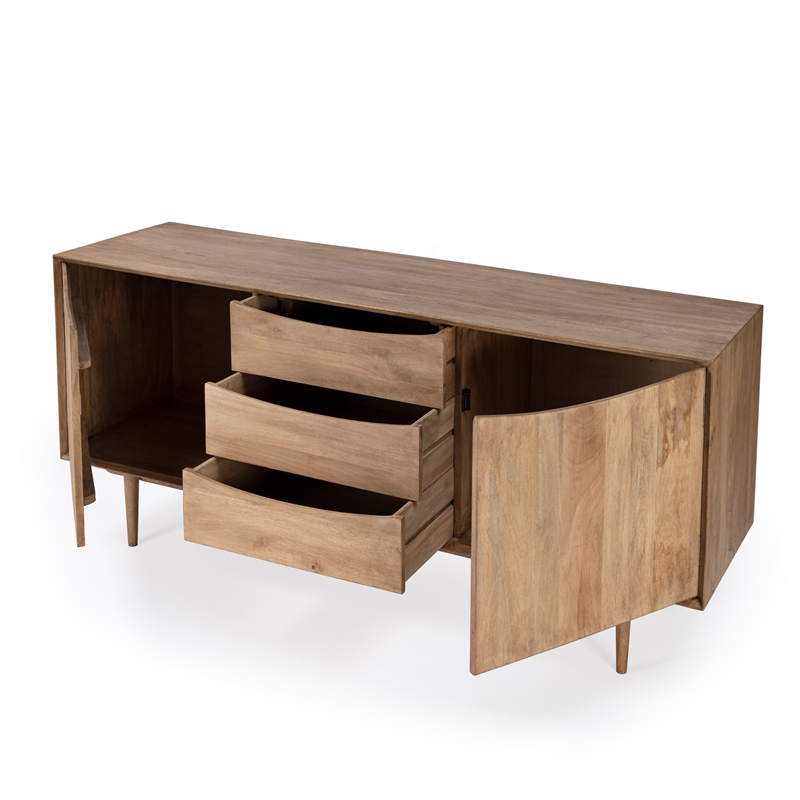 Maklaine Modern / Contemporary Natural Finish Wood Sideboard